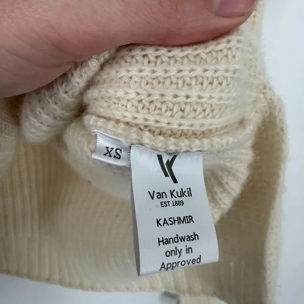 Van Kukil Pure Cashmere Sweater Knit Kashmir Chunky Capsule Quiet Luxury Size XS - Picture 7 of 11